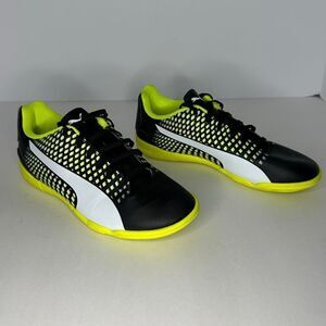Puma Adreno III IT Jr Indoor Soccer Shoes Black, White, Yellow | Youth Size 5C